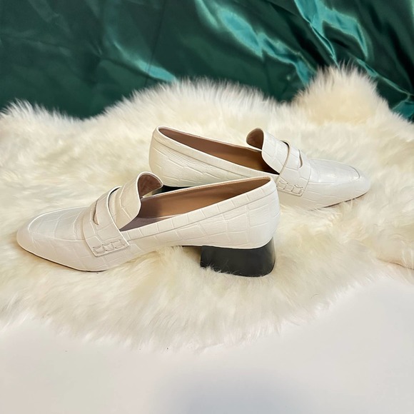 NEW AD & DAUGHTERS White Croc Print Penny Loafers. Size 9 - Picture 6 of 8